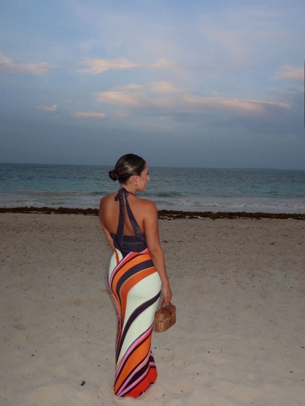 Halter Maxi Dress with Abstract Wave Print - Picture 2 of 3